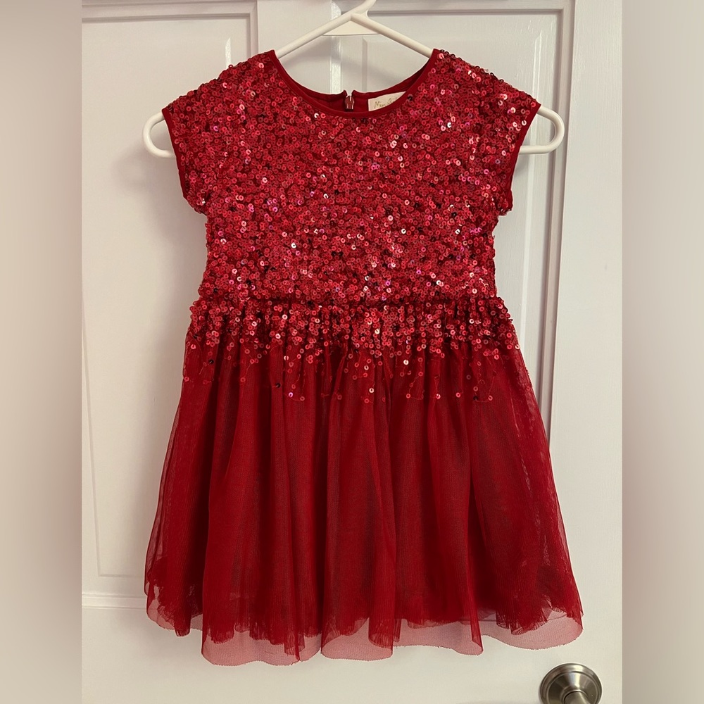 Girls Red Sequin Boden Dress - size 4/5